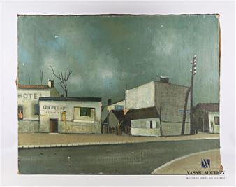 View of a village with a lamp post - Jean Soulan