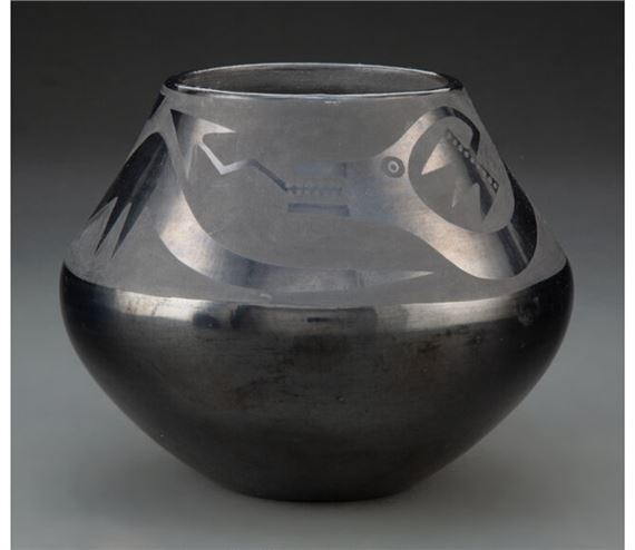A San Ildefonso Blackware Jar by Maria Montoya Martinez, Julian Martinez, circa 1935