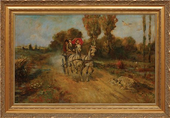 The Carriage Ride by Lajos Kubanyi, 1910