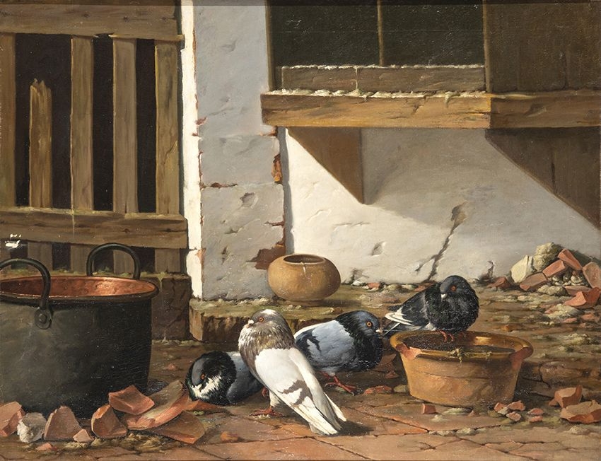 Artwork by José Ruiz Blasco, Palomar con caldero, Made of Oil on canvas