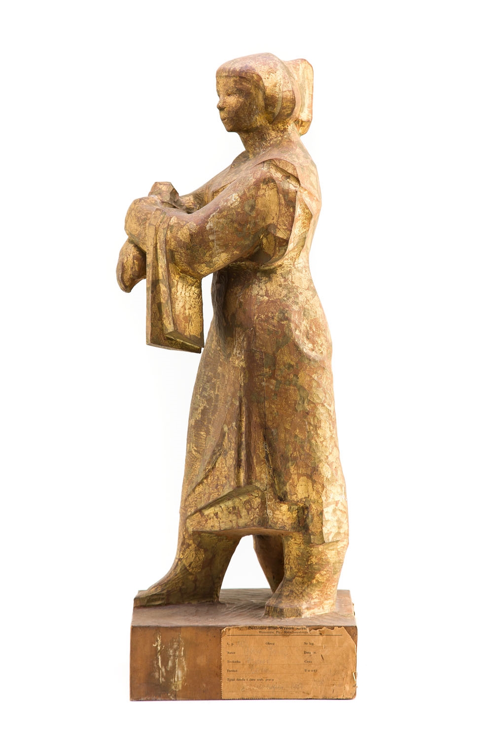 Artwork by Jozef Gazy, Krocząca kobieta z dzbanem, Made of wood