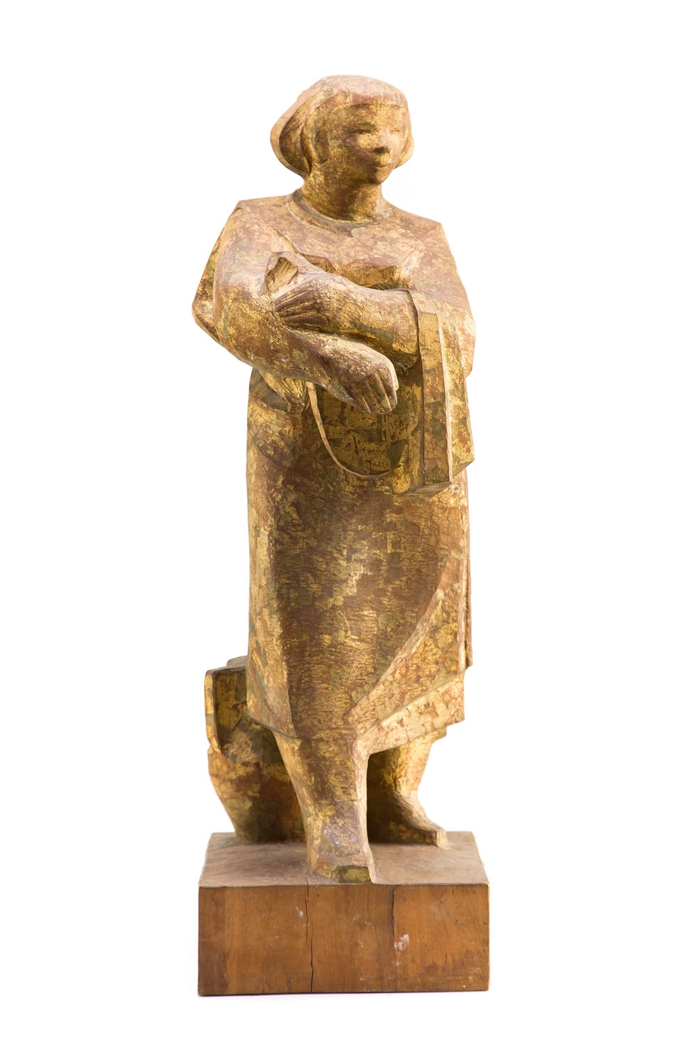 Artwork by Jozef Gazy, Krocząca kobieta z dzbanem, Made of wood