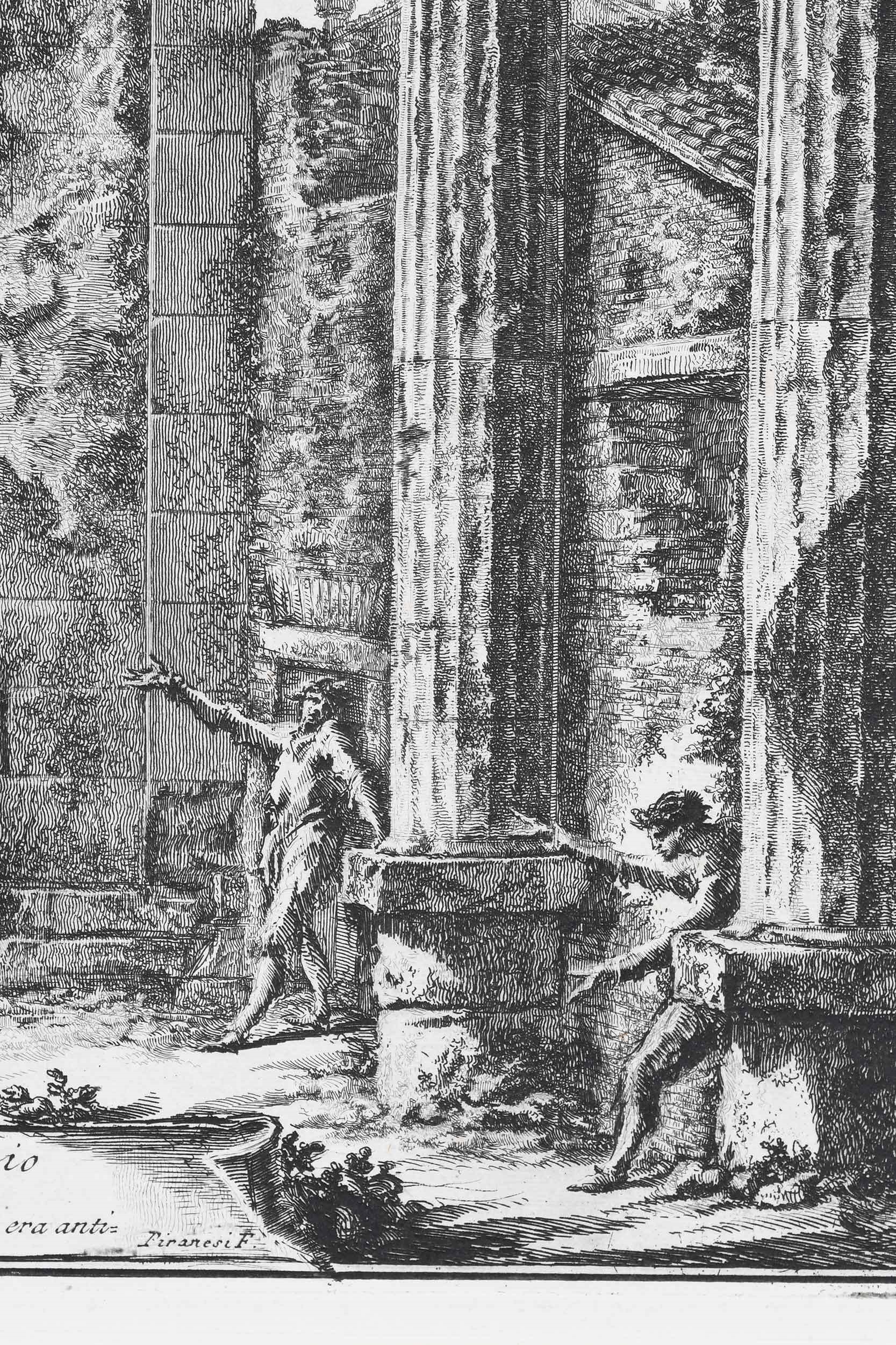 Artwork by Giovanni Battista Piranesi, Veduta del presente stato dell'interno del Pronao del tempio d'Ercole nella citta di Cora, Made of etching on laid paper