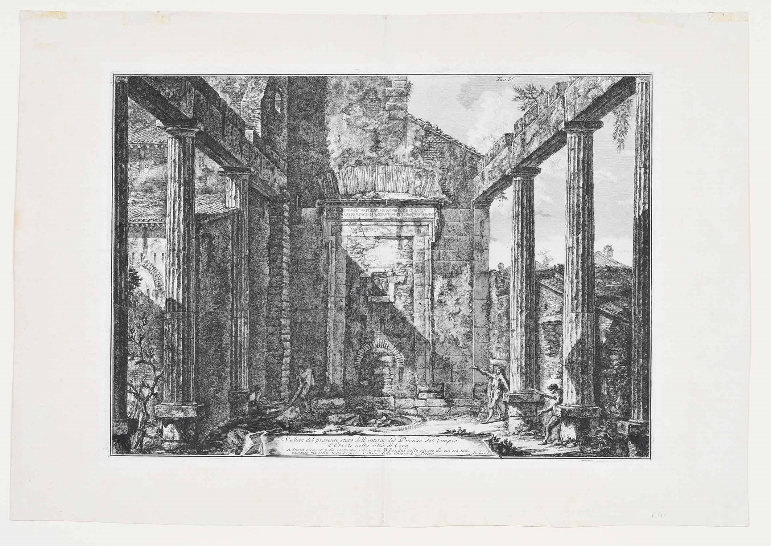 Artwork by Giovanni Battista Piranesi, Veduta del presente stato dell'interno del Pronao del tempio d'Ercole nella citta di Cora, Made of etching on laid paper
