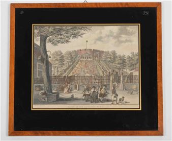 Gezigt op den Leydschen Burg - Abraham Delfos