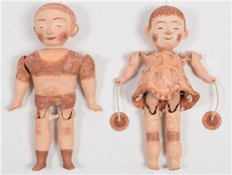 Marionette figures, one male and one female - Heidi Daamen