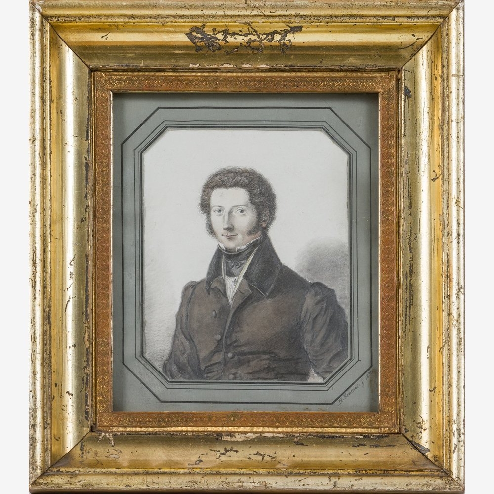 Artwork by Hermann Krämer, Spitznasiger junger Herr, Made of Pencil and Indian ink on paper