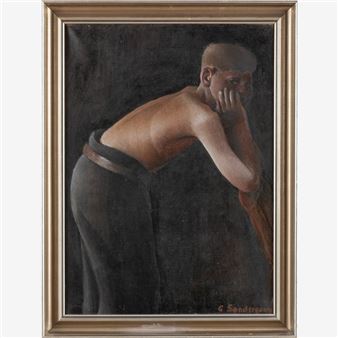 Jüngling, sich auf Stuhllehne stützend - G. Sondergaard