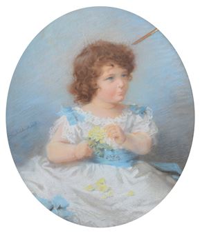 Portrait of a young girl with a flower - Otto Frederik Theobald Evens