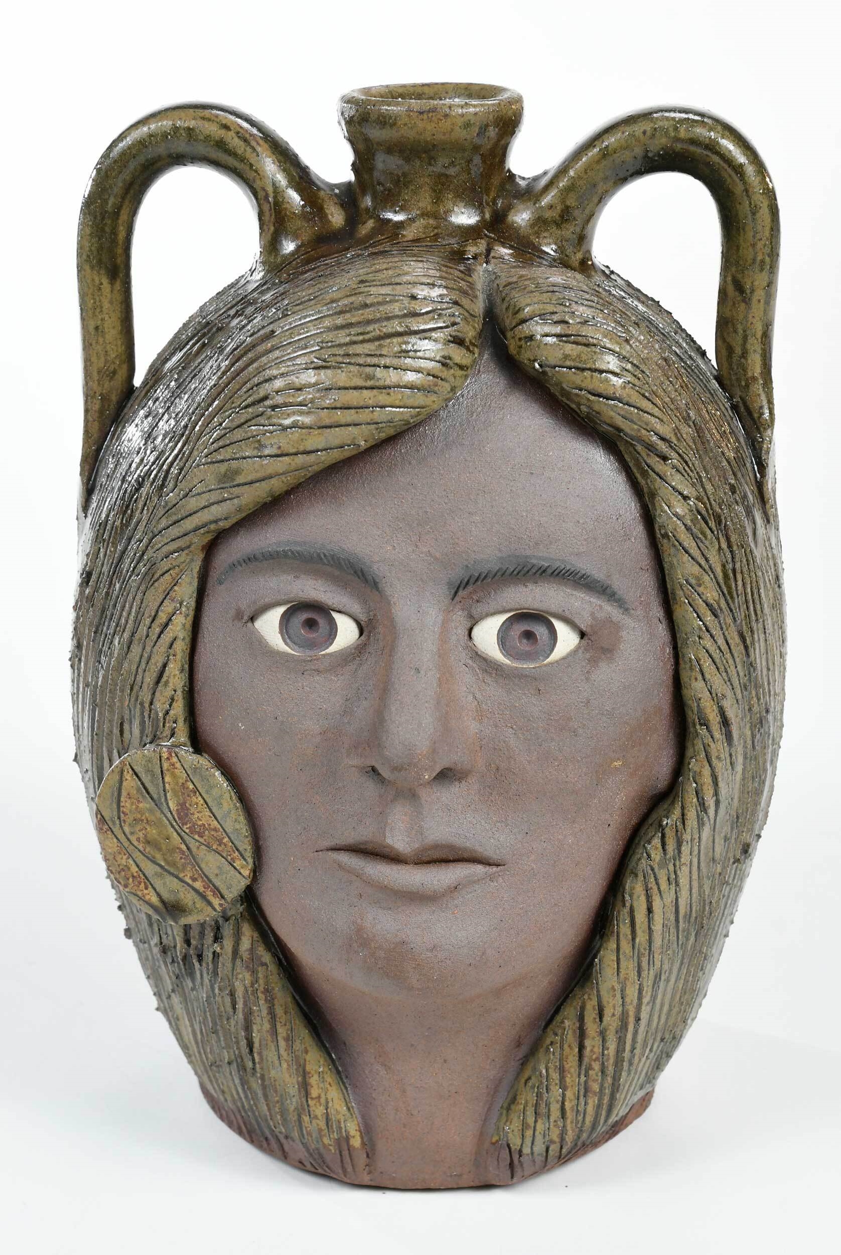 Melvin Crocker DOUBLE INDIAN FACE JUG (1991) MutualArt