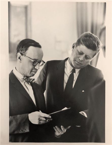 John Fitzgerald Kennedy and Arthur Schwesinger at White House April 1962 by Arthur Rickerby, ca. 1990