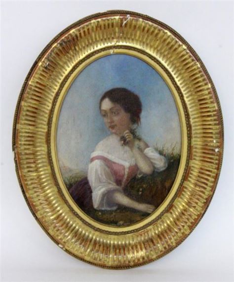 Portrait of a girl in a field of flowers by Gustave Louis de Segur, 1868