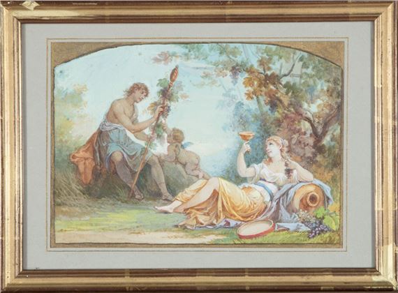Le couronnement de Flore; Bacchus et bacchante coupe en main by French School, 19th Century