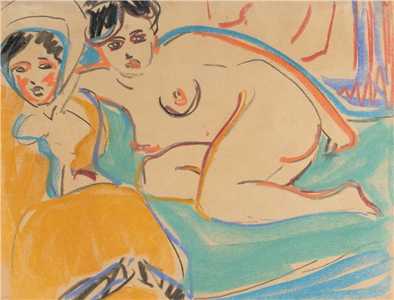 Two recumbent nudes by Ernst Ludwig Kirchner, 1908