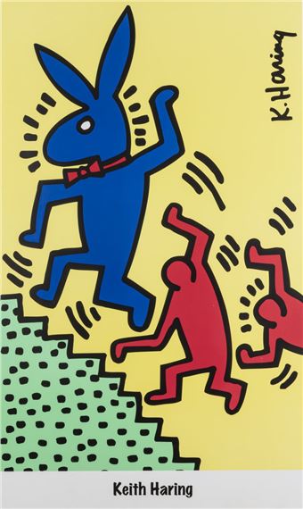 美品Keith Haring Bunny on the Run シルクスクリーン