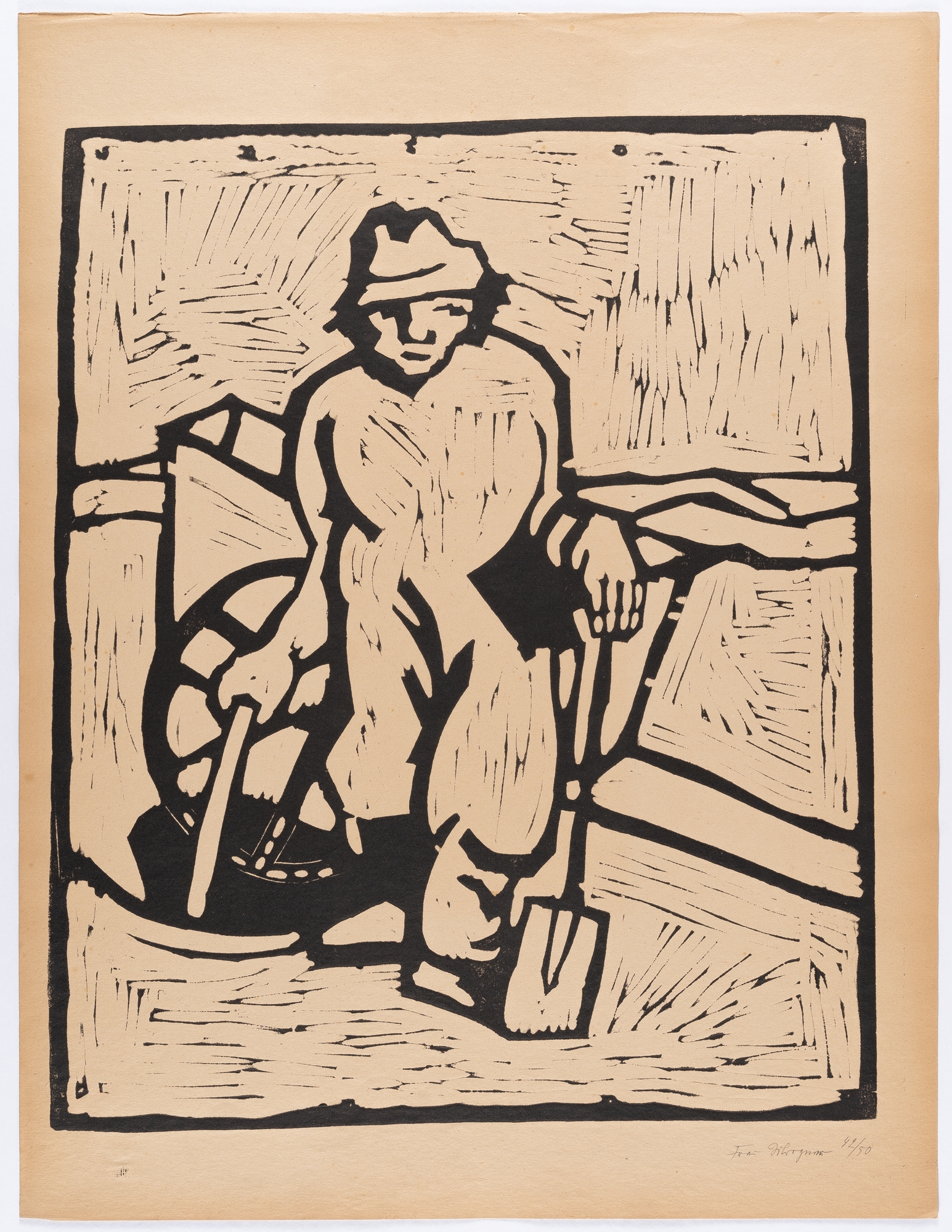 Artwork by Wilhelm Morgner, In Memoriam Morgner. Seven lino cuts from the year 1912, Made of lino prints on wove
