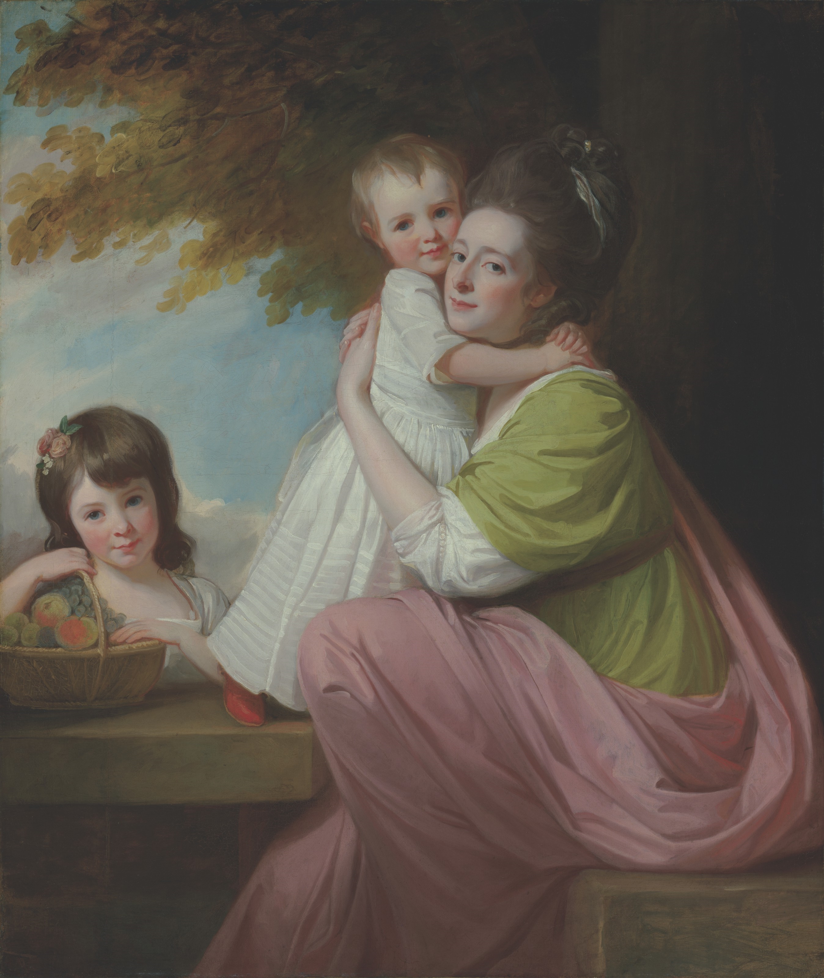 Artwork by George Romney, Group portrait of Dorothy Stables (1753-1832), with her daughters, Harriet (1774-1827) and Maria (1775-1821), in a wooded landscape, Made of oil on canvas