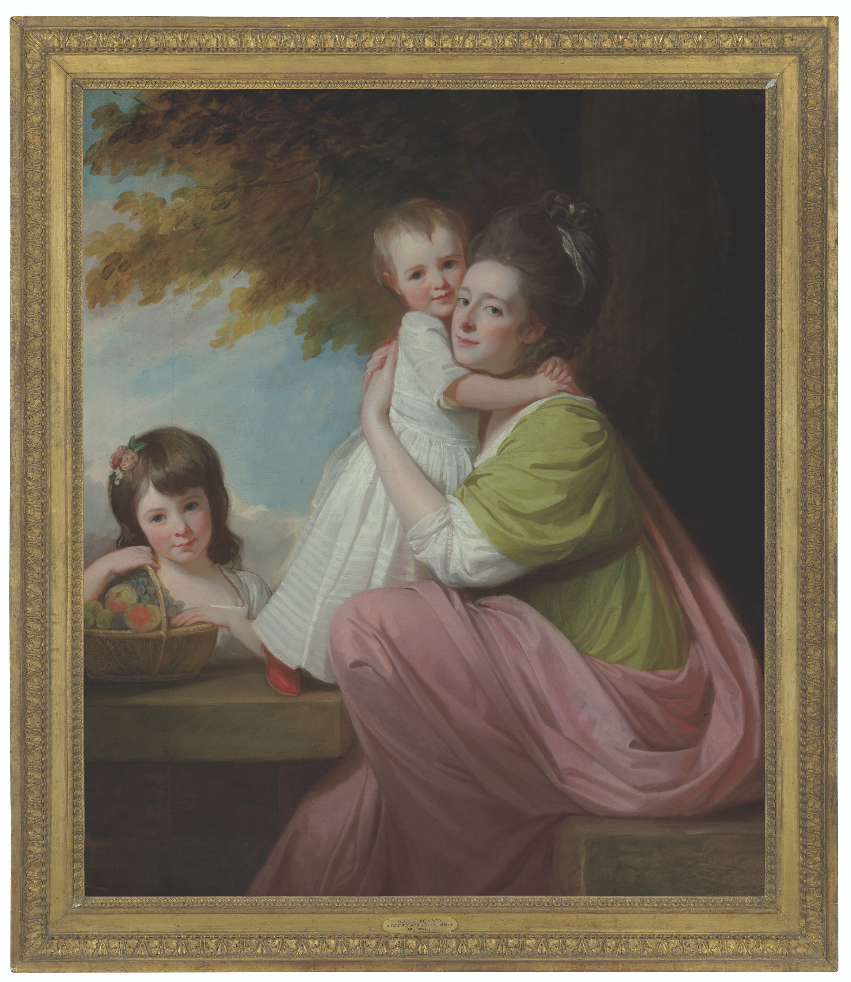 Artwork by George Romney, Group portrait of Dorothy Stables (1753-1832), with her daughters, Harriet (1774-1827) and Maria (1775-1821), in a wooded landscape, Made of oil on canvas