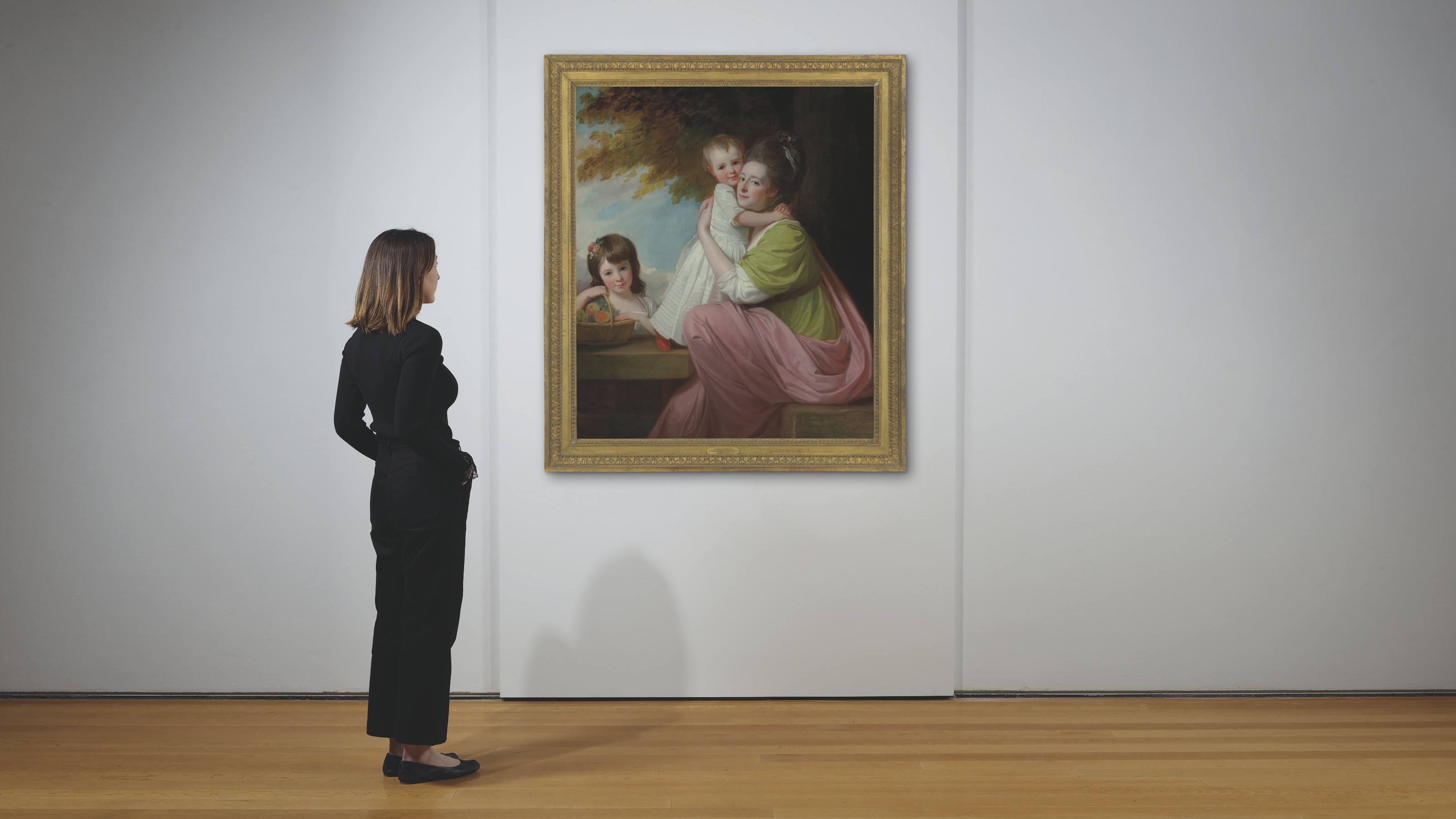 Artwork by George Romney, Group portrait of Dorothy Stables (1753-1832), with her daughters, Harriet (1774-1827) and Maria (1775-1821), in a wooded landscape, Made of oil on canvas