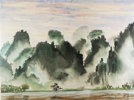 Design for Cyclorama, Turandot. Projected production for Covent Garden by Patrick Procktor, 1982