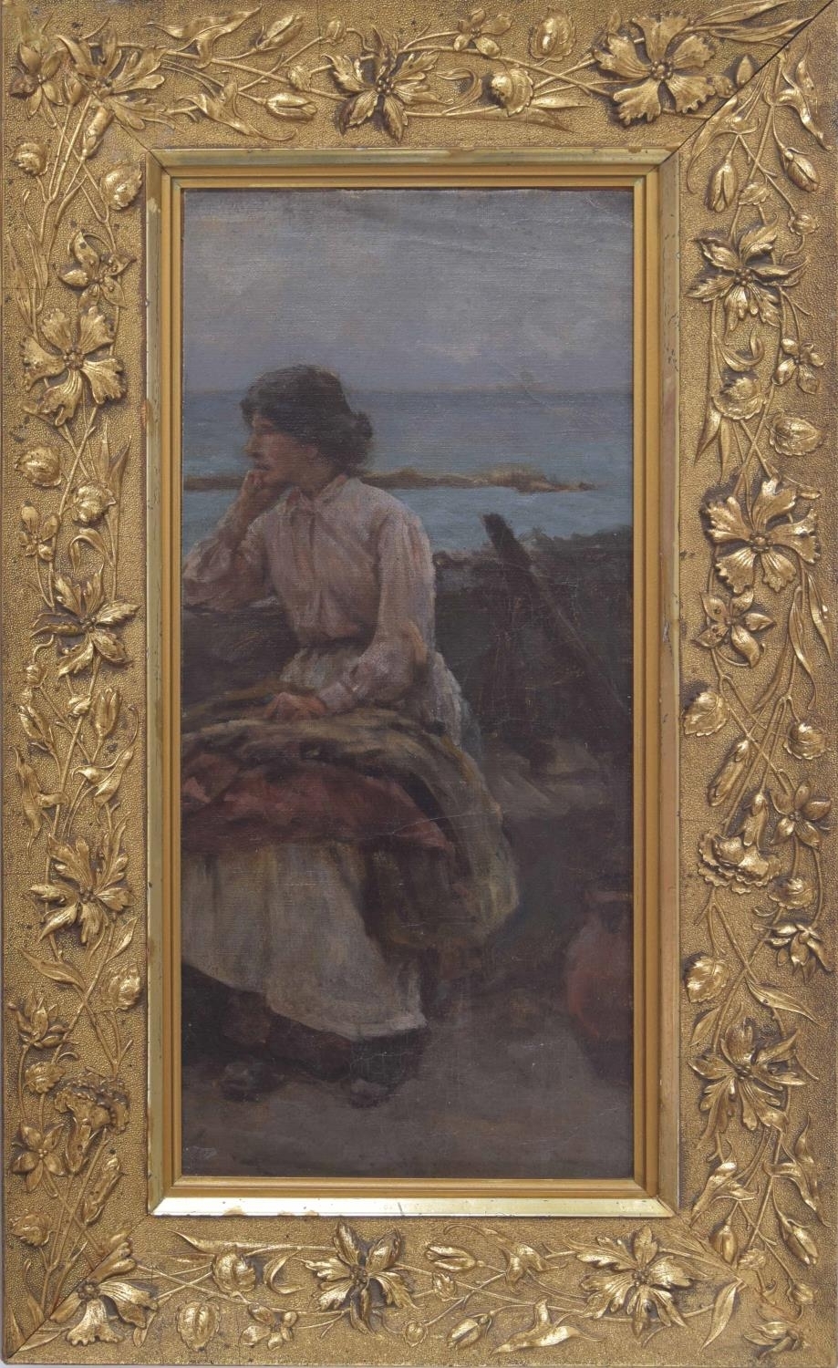 walter-langley-fisher-girl-seated-upon-a-harbour-wall-mutualart