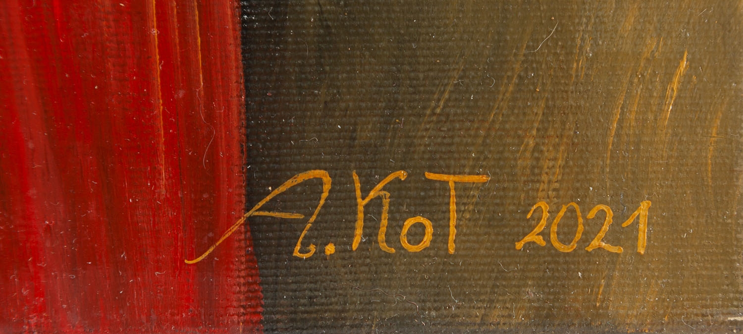 Artwork by Adelajda Kot, Jemiołuszka - Dziewczynka z małpką, Made of oil/canvas