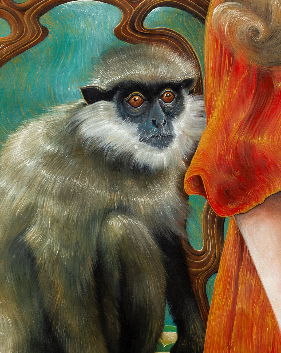 Artwork by Adelajda Kot, Jemiołuszka - Dziewczynka z małpką, Made of oil/canvas