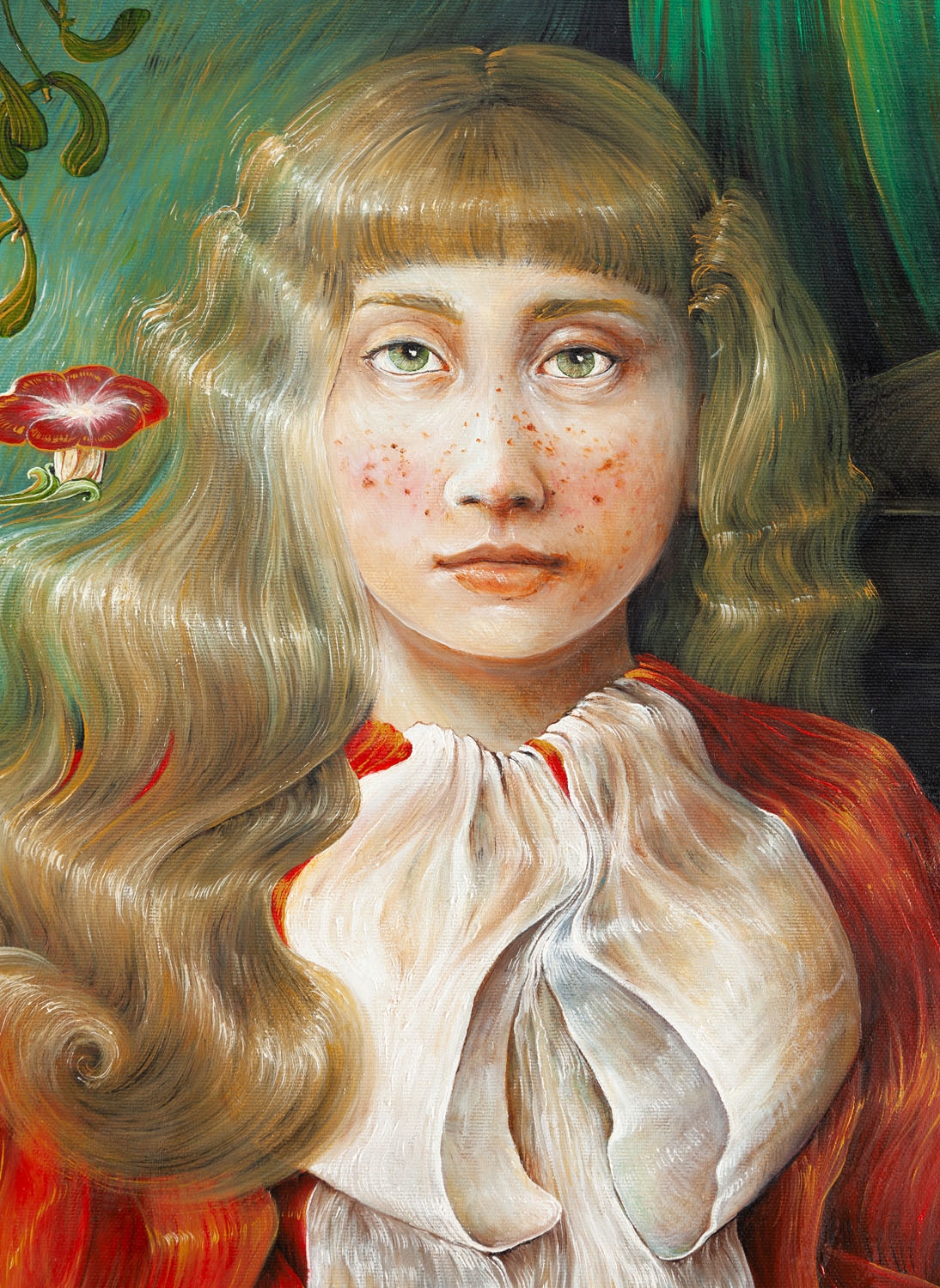 Artwork by Adelajda Kot, Jemiołuszka - Dziewczynka z małpką, Made of oil/canvas