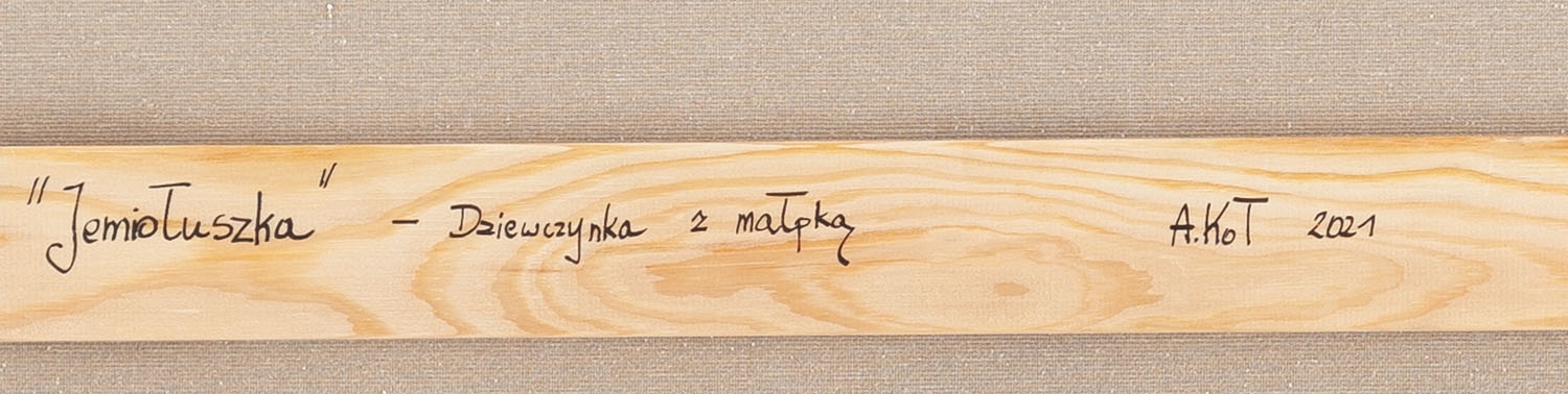 Artwork by Adelajda Kot, Jemiołuszka - Dziewczynka z małpką, Made of oil/canvas