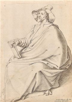 Seated man holding a book - Jacob Matham