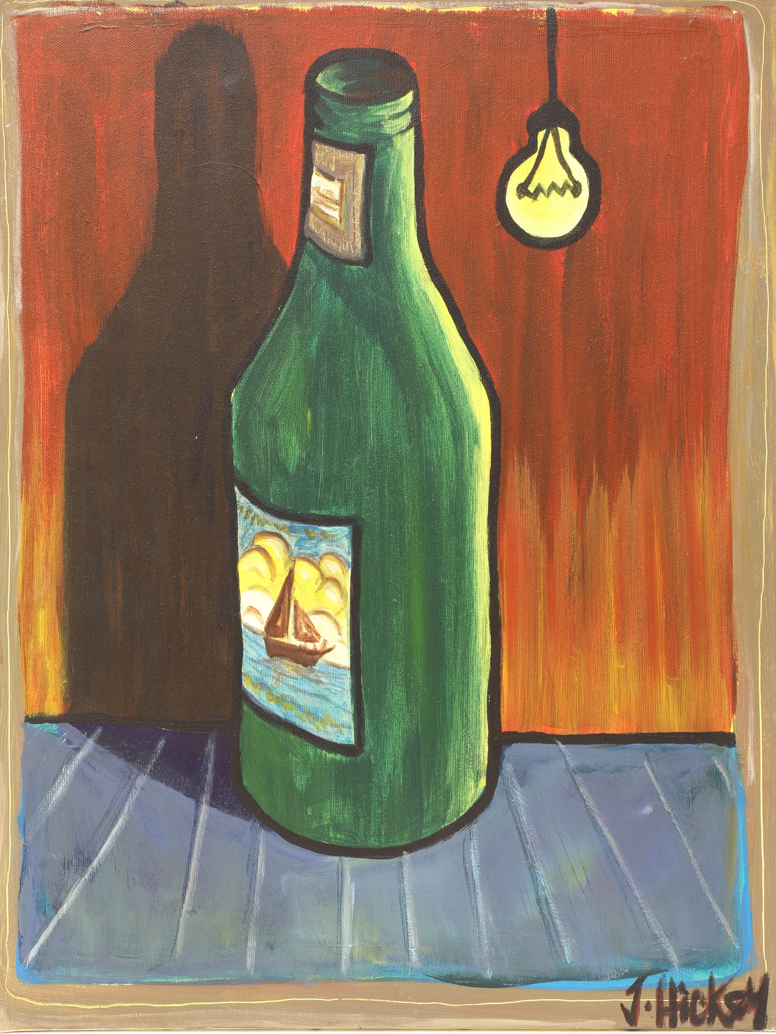Artwork by Joby Hickey, Bottle, Made of acrylic on canvas