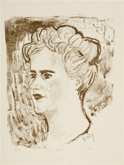 Frauenkopf (Frau Bursche) by Otto Dix, 1949