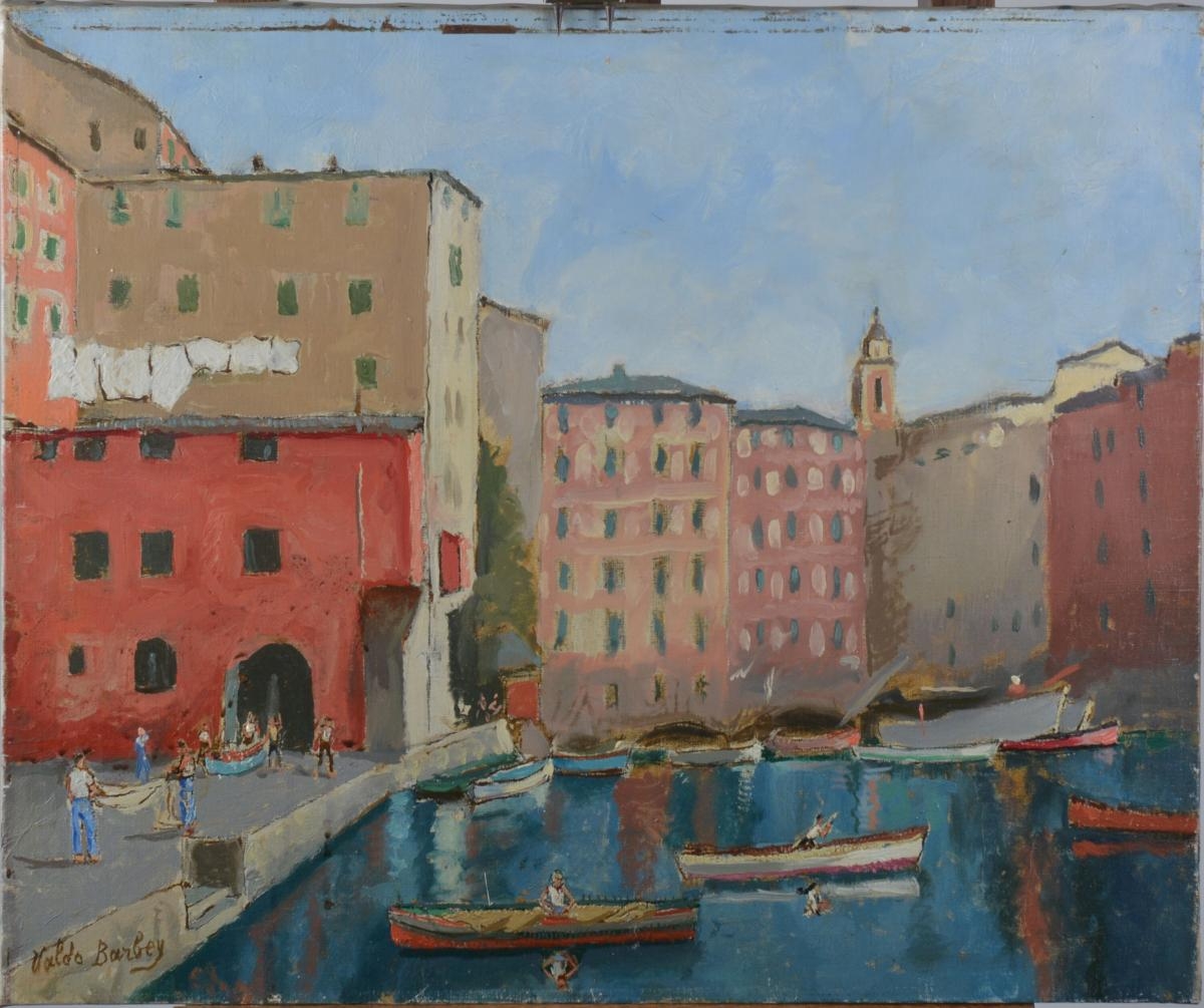 Artwork by Louis Valdo-Barbey, Port italien, Made of oil on canvas