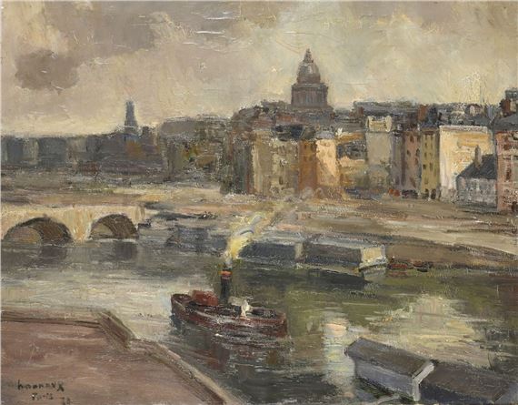 paul-hannaux-he-saint-michel-bridge-and-a-tugboat-on-the-seine-1938