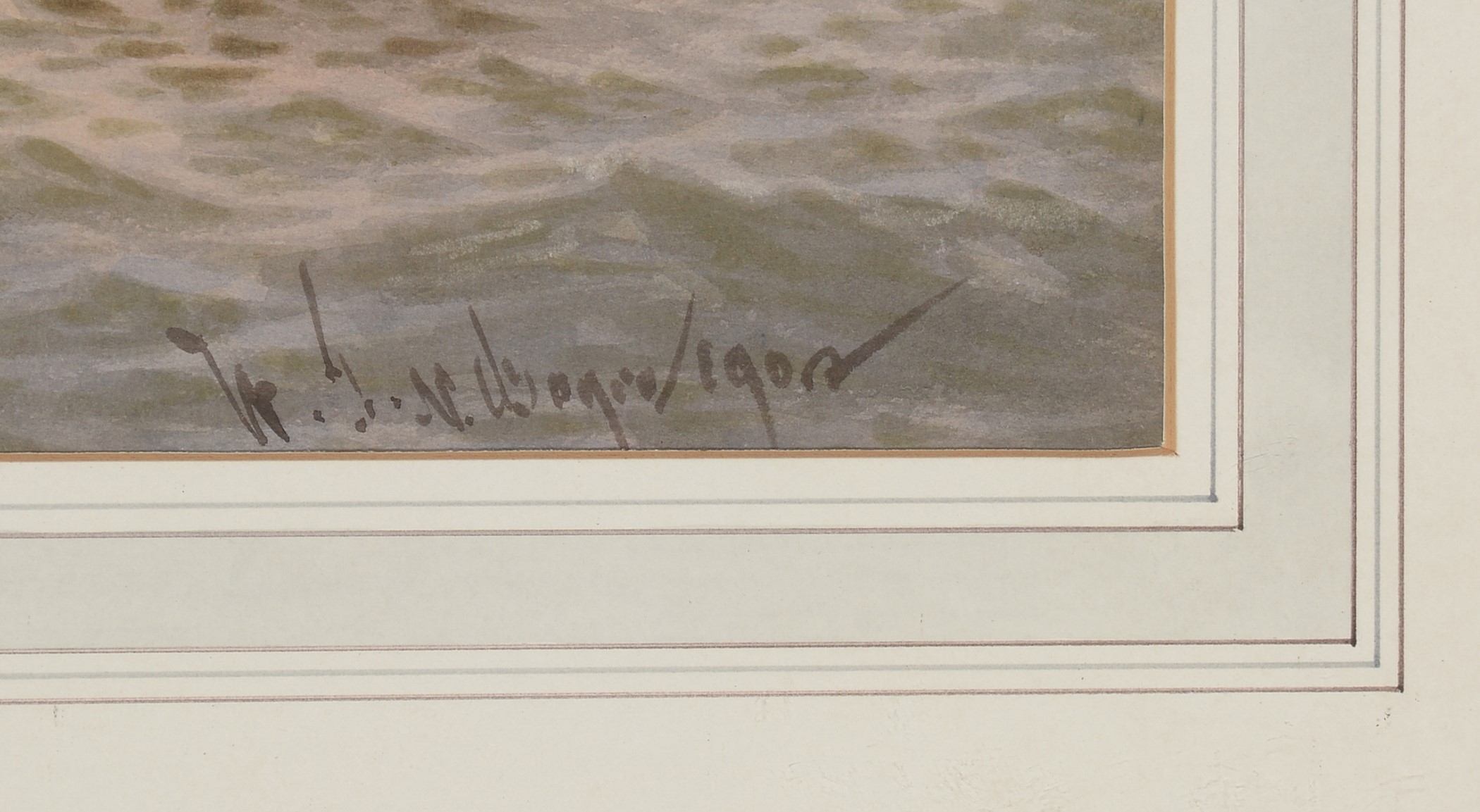 Artwork by W. J. N. Boyer, Sailing at Sunset, Made of watercolour