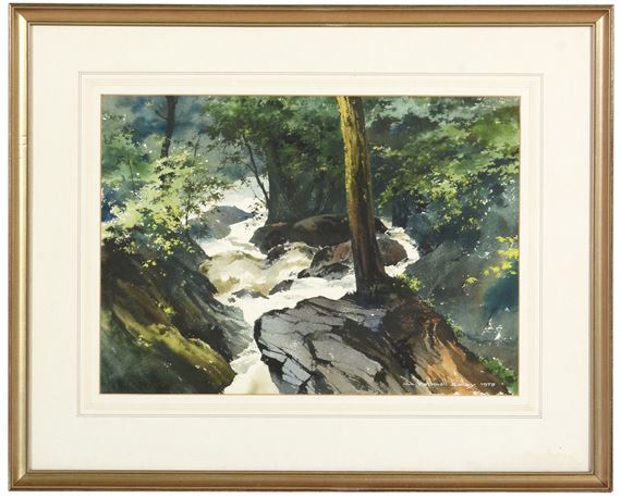 Keswick waterfall by Dennis Rothwell Bailey, dated 1979