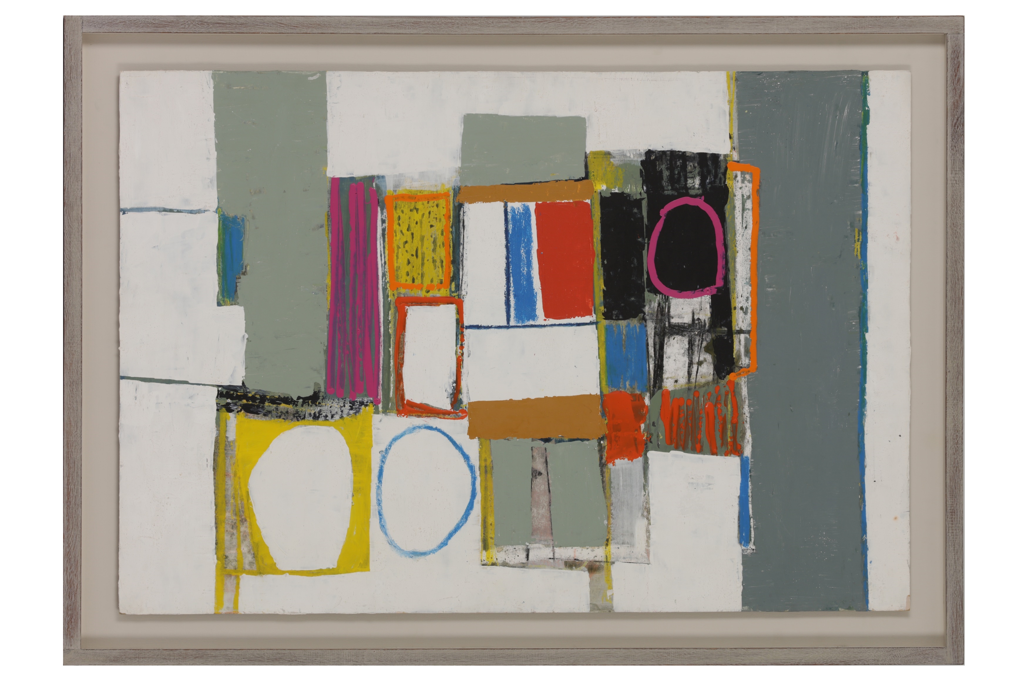 Artwork by James Hull, Composition Grey and White, Made of gouache and ink on board