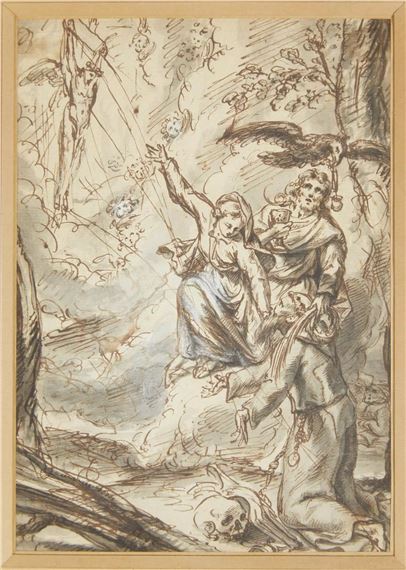 Apparition du Christ entouré de la Vierge et de l’apôtre Jean à saint François d’Assise by Abraham van Diepenbeeck