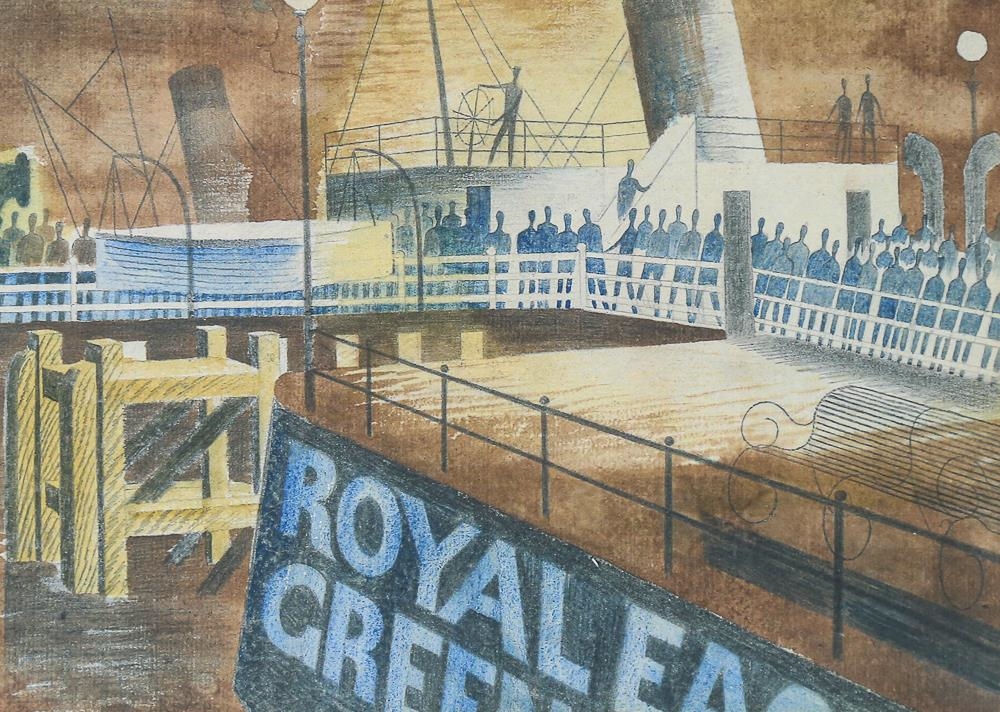 Eric Ravilious | Greenwich Pier at night | MutualArt