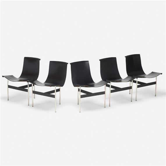 T-chairs model 3-LC, set of five by William Katavolos, Douglas Kelley, Ross Littell, 1953