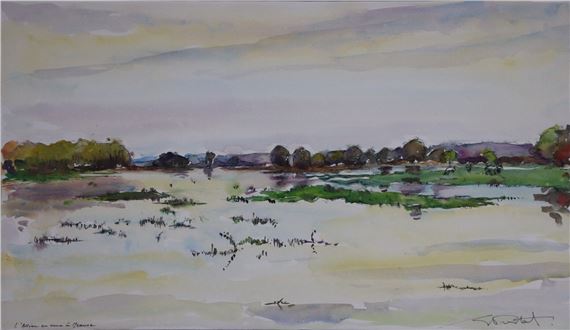 L'Allier en crue à Meauce by Georges Prestat, 1977