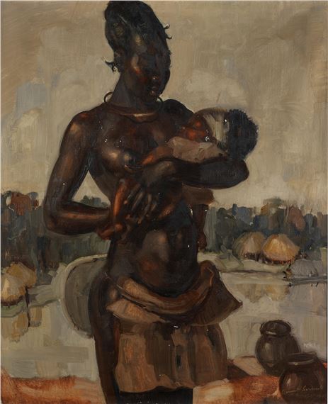 Mother and child by Clement Serneels, 1941