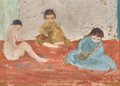 Three seated figures by Ernesto Schiess