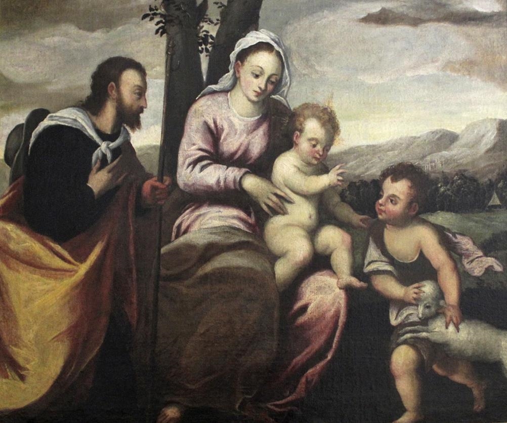 THE HOLY FAMILY WITH ST. JOHN THE BAPTIST by Jacopo Palma il Vecchio