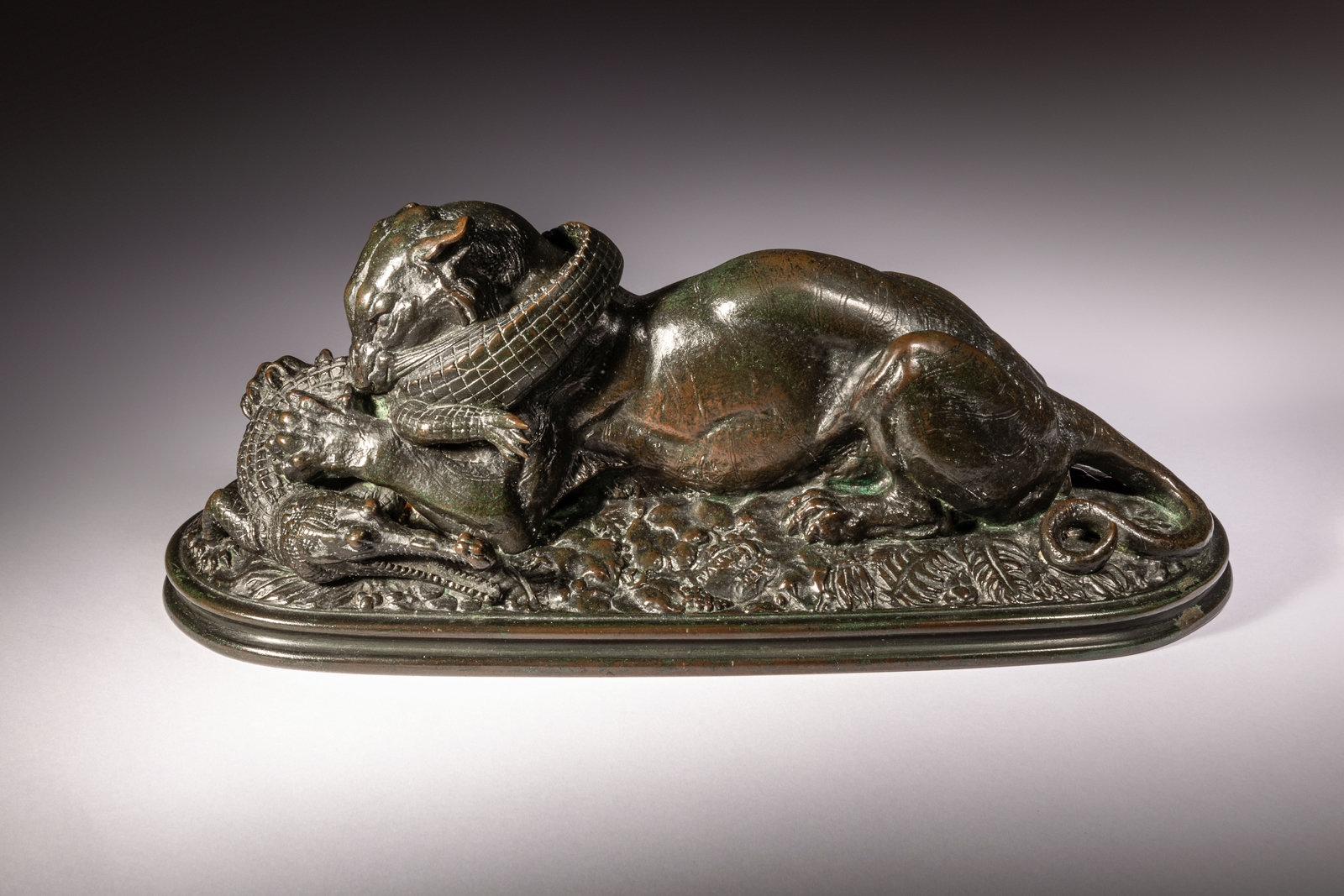 Antoine-Louis Barye Bronze Tiger Devouring a Gavial