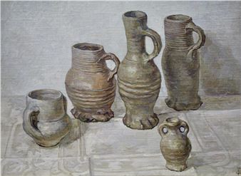 Stilleven met Jacobakannetjes en kruiken - Carl Albert Feldmann