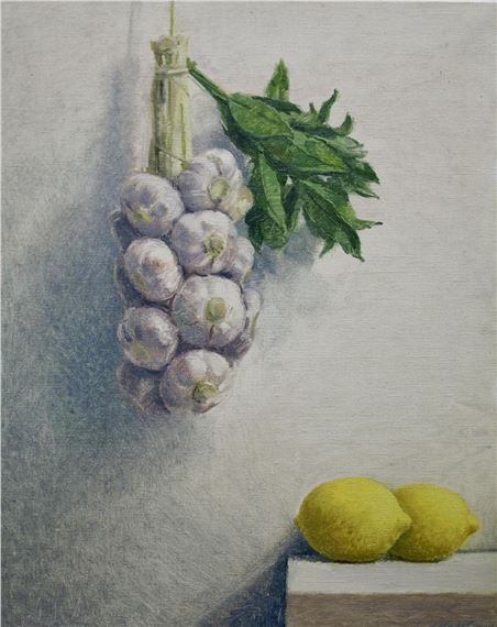 Stilleven met citroenen en knoflook by Dick Stapel, 1990