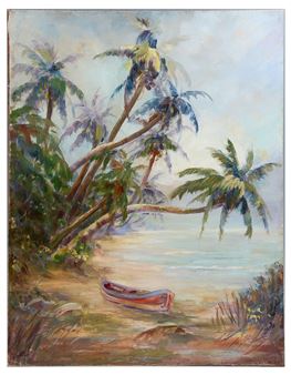 BEACH SCENE W/ PALMS - Catherine Haynes