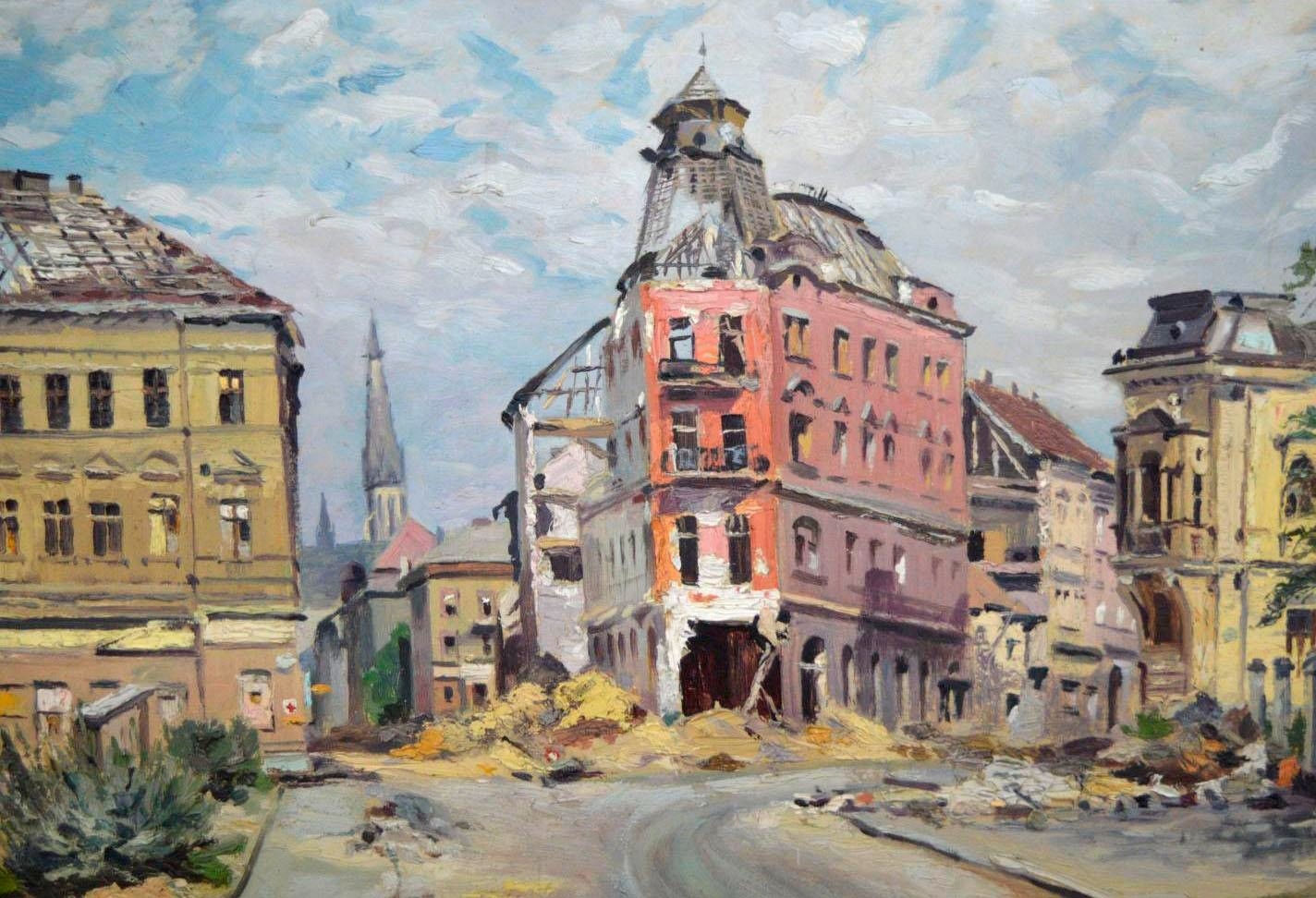 Artwork by A. L. Judas, village européen, Made of oil on board