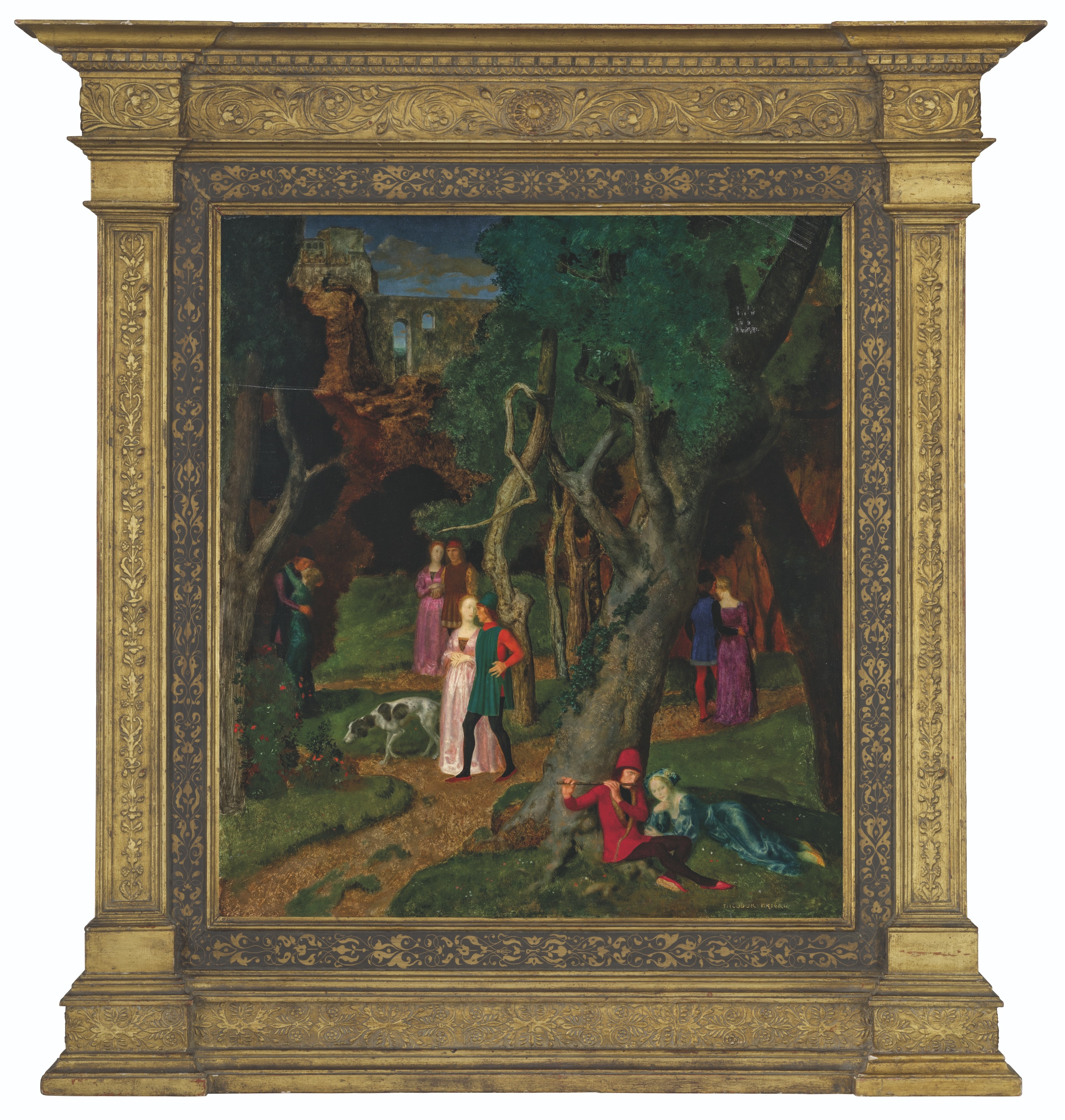 Artwork by Theodor Baierl, The Decameron, The Garden of the Villa, Made of oil on panel